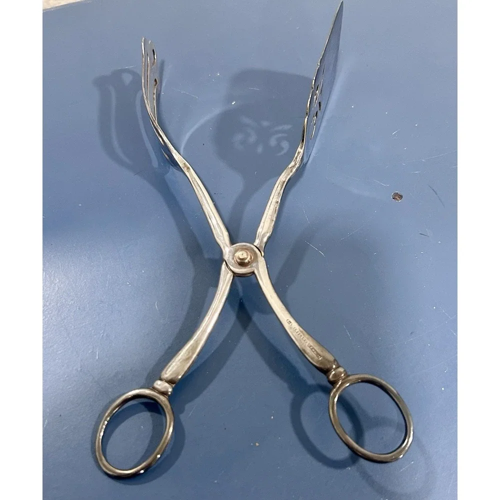SHEFIELD England SCISSOR‎ SALAD TONGS / Pastry Server - EPNS